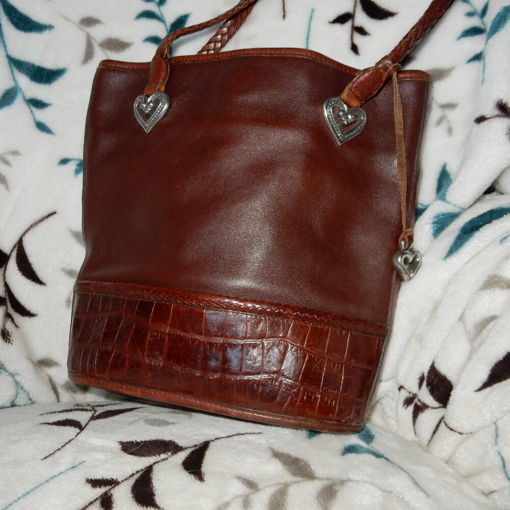Brighton Brown Leather Shoulder Bag with Heart Charms